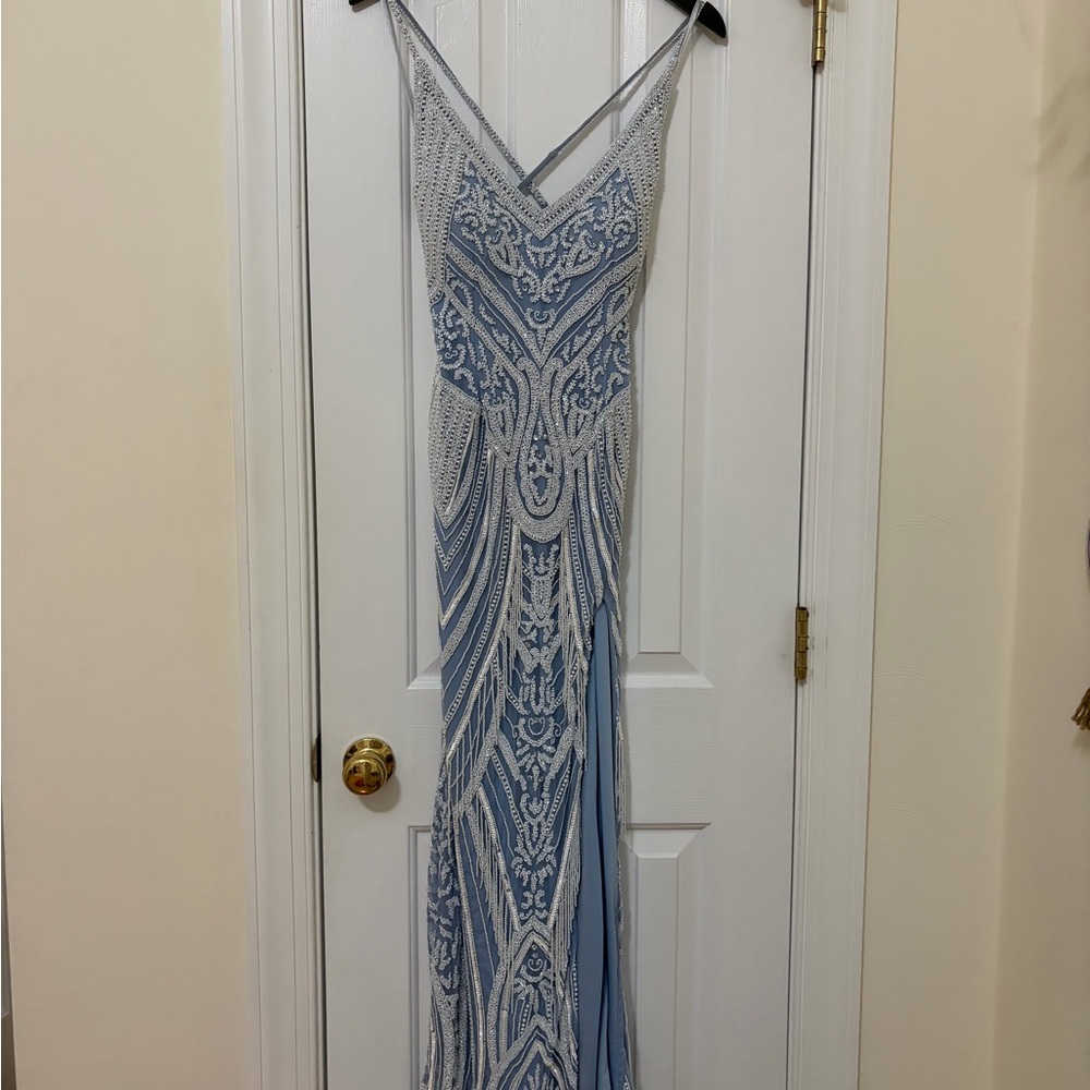 Chic Blue and White Maxi Dress
